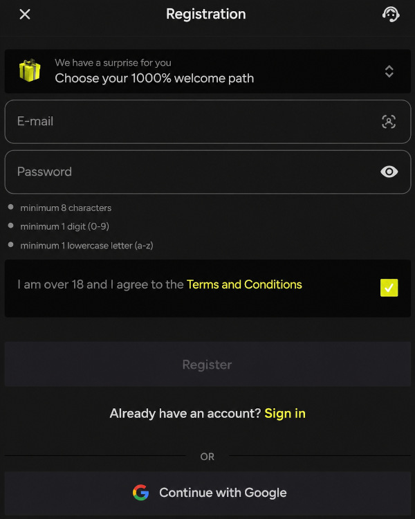 Step-by-step instructions for quick registration